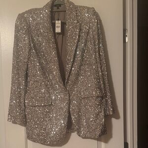 Express Gorgeous Glittering Metallic Blazer